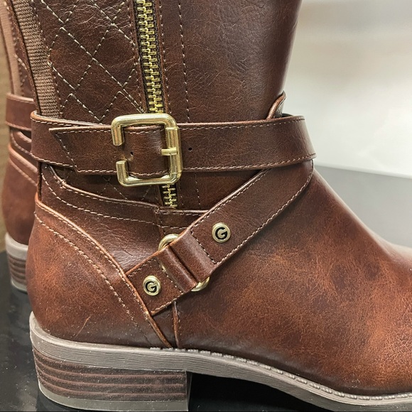 G by Guess Women's Shoes Haydin Leather Almond Toe Knee High Fashion Boots Brown - Picture 4 of 16